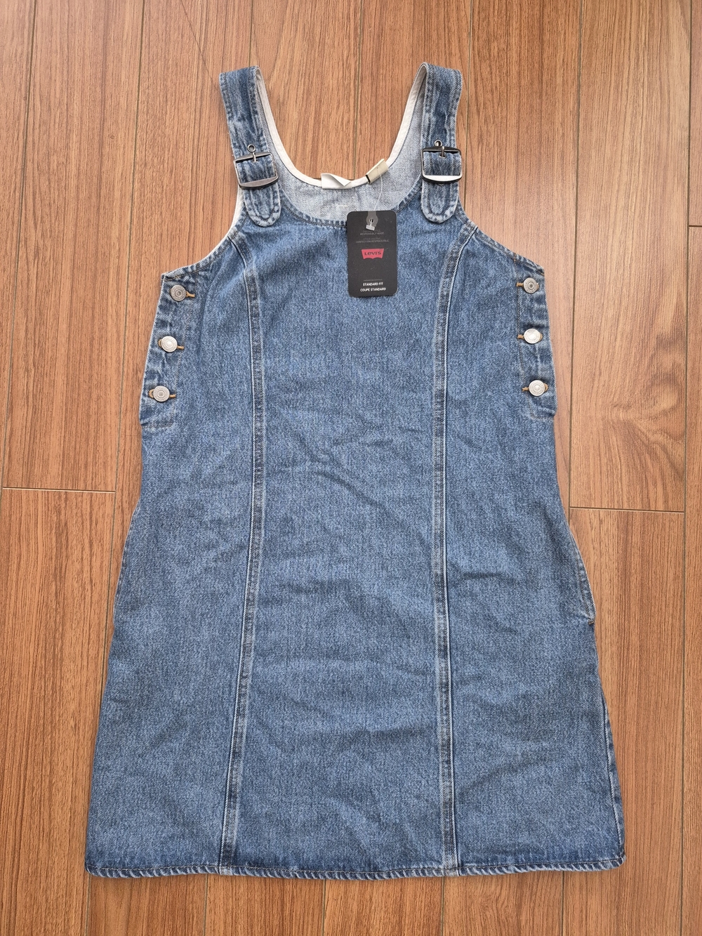 Levi's Blue Denim Pinafore Mini Dress